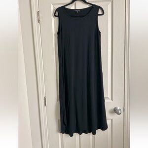 Eileen Fisher Black Sleeveless Midi Dress | Size M | Minimalist